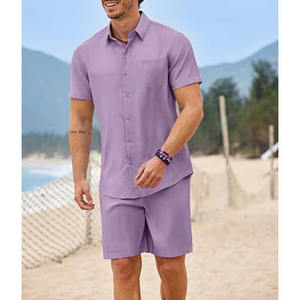 Ensemble de survêtement deux pièces pour homme, mode été, avec pantalon fin à manches courtes et short en tissu - Product Image 4