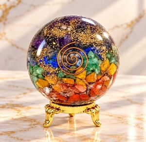 Vente d'usine : Sphère d'orgone Sept Chakras Fée d'Amour, Générateur d'énergie spirale polie en pierres précieuses de cristal, Haute Qualité, Porte-bonheur - Product Image 5
