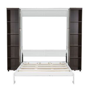 Cama plegable Espresso Queen con puertas de almacenamiento, concepto de cama empotrada en la pared - Product Image 6