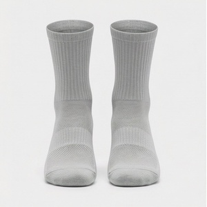 Crew <b>Socks</b> Solid Gray Knitted Breathable Daily Casual Wear Adult Regular Fit - Product Image 1