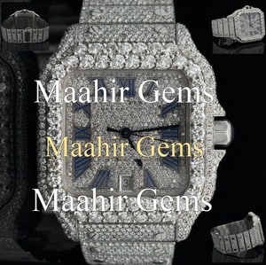 Montre à quartz haut de gamme pour homme, diamants Moissanite, luxe, mode, acier inoxydable, cadran professionnel, verre, résistance à l'eau 10 bars - Product Image 2