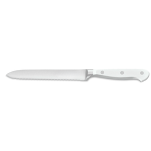 Cuchillo de Cocina Premium de 5 Pulgadas con Hoja Dentada de Acero Inoxidable Afilada y Mango Remachado Blanco para Pan, Frutas, Tomates y Otros Alimentos - Product Image 1