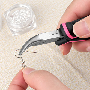 Mini Alicates de Punta Curva con Mordazas Lisas de 5 Pulgadas, Color Rosa, Herramienta para la Fabricación de Joyería para Mujer - Product Image 4