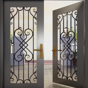 Portes extérieures en fer forgé de luxe, porte d'entrée en acier et verre sur mesure, design moderne et décoratif pour villa et maison résidentielle - Product Image 4
