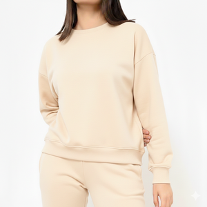 Women Oversized <b>Long</b> <b>Sweatshirt</b> Relaxed Modern Fit Premium Thick Cotton Fleece Drop Shoulder Crew Pullover Casual Eco-Friendly - Product Image 1