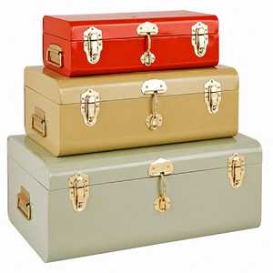 Luxury Metal <b>Storage</b> <b>Trunk</b> Lockable Steel Chest Decorative Organizer <b>Box</b> Vintage Style for Home <b>Storage</b> - Product Image 1