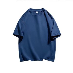 เสื้อยืดคอกลมแขนสั้นผู้ชายสีพื้นผ้าฝ้าย 100% สไตล์สตรีทแฟชั่นลำลองแบบถักทอความยาวปกติ - Product Image 1