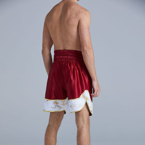 Shorts de boxe en satin vert olive pour hommes, tendance du moment, avec ourlet marbré blanc et or, coupe classique, respirant, pour la lutte en cage - Product Image 6