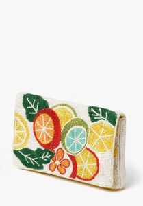 Bolso de mano de Tyvek hecho a mano con cuentas, diseño de cítricos, bordado de lujo, moderno, para fiesta, con correa de cadena, de alta calidad, grande - Product Image 2