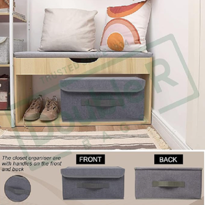 Foldable Fabric Storage Cube <b>Box</b> with Lid Closet Organizer Bin and Carry Handles for Bedroom Wardrobe Shelves and Home - Product Image 3