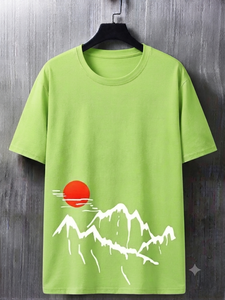เสื้อยืดคอกว้าง แขนสั้น ผู้ชาย ผ้าฝ้าย 100% ทรงปกติ ระบายอากาศ แห้งเร็ว ไม่หด ลายเรียบ - Product Image 2