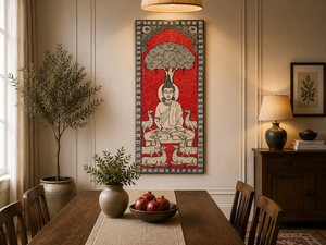 Buda Decorativo Bajo un Árbol Bodhi, Adorno Colgante de Madera |   Arte Espiritual Tradicional Indio para el Hogar, la Oficina y la Sala de Meditación - Product Image 3