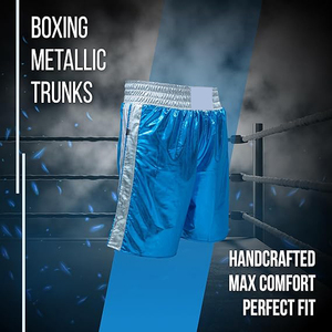 Shorts de boxe unisexes ajustés fabriqués au Mexique en tissu polyester extensible, coupe ajustée, confortables, vêtements d'arts martiaux, taille adulte - Product Image 2