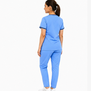 Tenue d'hôpital pour femmes, uniforme médical infirmier, tissu respirant, haut à col en V, pantalon à taille élastique, ensemble de vêtements de travail pour le secteur de la santé - Product Image 6