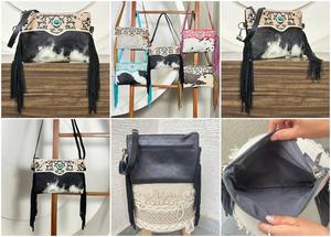 Bolso Bandolera de Cuero Negro Premium con Pedrería Turquesa, Gran Capacidad, Estilo Bohemio Occidental, para Mujer, Ideal para Viajes - Product Image 3