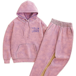 Conjuntos de Sudadera con Capucha y Cremallera de Lavado Ácido de Alto Gramaje 500GSM, Estilo Vintage de Invierno, Ropa Urbana, Chándales a Juego para Hombre y Mujer - Product Image 2