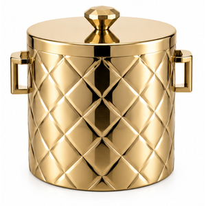Seau à glace avec couvercle, double paroi isolée, en acier inoxydable, refroidisseur à vin, motif géométrique, refroidisseur à champagne en métal doré pour hôtel - Product Image 4