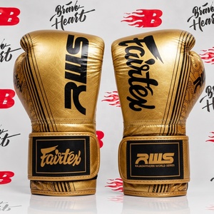 ถุงมือชกมวย Fairtex หนังแท้ สีฟ้าและดำ สำหรับฝึกซ้อม พร้อมแผ่นรองนุ่ม - Product Image 5