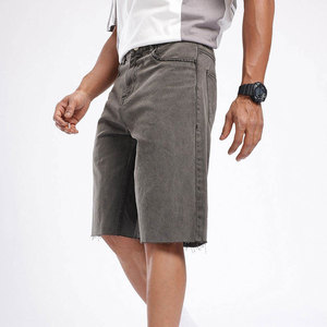 Pantalones Cortos Bermuda de Lona Gris para Hombre, Cintura Media, Color Sólido, Cierre Elástico en la Cintura, Estilo Casual, 100% Algodón, Logotipo Frontal - Product Image 5