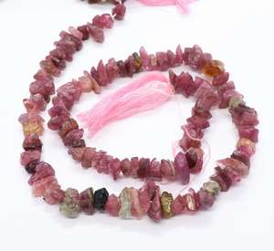 Perles de tourmaline naturelle rose et verte non taillées AAA+ 6-7MM pour la fabrication de bijoux et colliers - Product Image 1