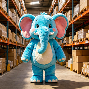Costume da Mascotte Elefante Blu per Celebrazioni Natalizie, Vendita Globale, Unisex, Esclusivo, in EVA e Velluto, Morbido e Raffinato, per <span class=keywords><strong>Adulti</strong></span> - Product Image 1
