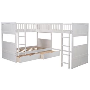 Letto a Castello Bianco per Bambini con Soppalco Integrato e Due Cassetti - Product Image 6
