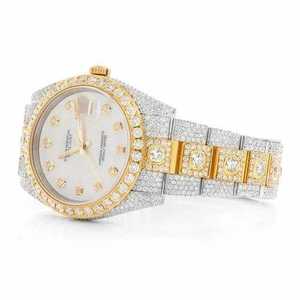 Luxury Iced Out Moissanite <b>Watch</b> for <b>Men</b> Two Tone Stainless Steel VVS Diamond Look Automatic Hip Hop - Product Image 2