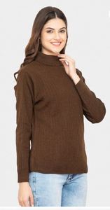 Robe pull longue élégante et décontractée à col montant épais, haut en tricot de qualité supérieure, fabriqué en Inde, prix de gros - Product Image 3