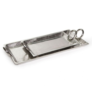 Hand Hammered Rectangular Copper Plated Metal Serving <b>Tray</b> with Handles Elegant Decorative Vanity Platter for Hotel Restaurant - Product Image 5