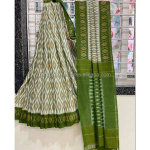 Saree à impression numérique en lin jaune et rouge Party Wear - Product Image 3