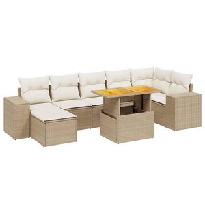 Ensemble de canapés de jardin en rotin PE beige avec grands accoudoirs réglables - Product Image 2