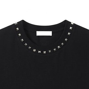 เสื้อยืดโอเวอร์ไซส์ผู้ชายปักโลโก้ตามสั่ง งานหนัก ตกแต่งด้วยคริสตัล ผ้าคอตตอนหนา สไตล์สตรีทแวร์ ใส่ได้ในฤดูร้อน - Product Image 4