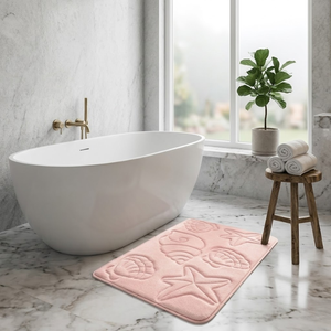 Alfombra de Baño Moderna Lavable con Estampado de Peces Tropicales Decorativos |   Alfombra Rectangular de Espuma Viscoelástica Gruesa con Base de Goma Antideslizante para el Hogar - Product Image 2