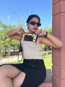 กระเป๋าคลัทช์หนังวัวขนเฟอร์กระเป๋าคลัทช์สำหรับผู้หญิงดีไซน์ใหม่กระเป๋าถือหนังมีพู่ - Product Image 2