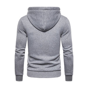 Sudadera con capucha y cremallera para hombre, corte ajustado, color gris sólido, algodón, informal, para otoño, estilo urbano. - Product Image 5