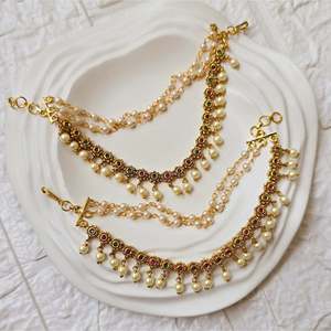 Antique Cluster Flower Ear Chains-Vintage Fashion Earrings - Product Image 1