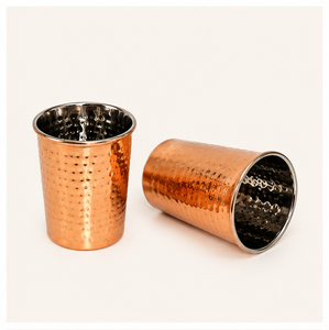 Pure <b>Copper</b> Hammered Glass Set of 6 for Health Benefits Handcrafted <b>Copper</b> Glass Eco-Friendly Indian Drinkware for Home - Product Image 2