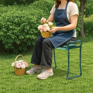 Sgabello Pieghevole da Giardino Verde e Nero Pratico e Multifunzionale - Product Image 6