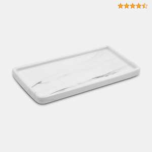 Plateau de rangement décoratif en marbre pour salle de bain, pour l'arrangement de bougies et de savons, et concept de style de vanité sophistiqué - Product Image 2