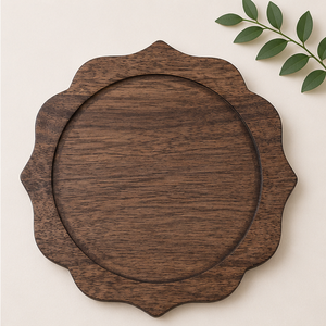 Handcrafted Acacia Wood Charger <b>Plate</b> with Scalloped Rim Rustic Farmhouse <b>Decorative</b> Service <b>Plates</b> for Events Restaurants - Product Image 1