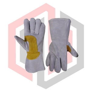 Guantes de Soldadura Reforzados con Piel Dividida, Guantes de Seguridad Completos, Flexibles, Transpirables, Resistentes a Desgarros, Aislantes del Calor, Antiestáticos - Product Image 4