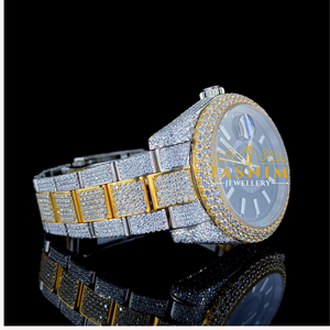 Reloj Deportivo de Moda Hip Hop con Cristales de Moissanita de Calidad VVS, Función de Fecha, en Oro Blanco/Plata, con Cristales Mixtos de Acero Inoxidable - Product Image 3