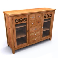 Eetkamer Meubelset Bevat Moderne Keukenkasten Houten Buffet Minimalistische Kast Teak Hout Showcase