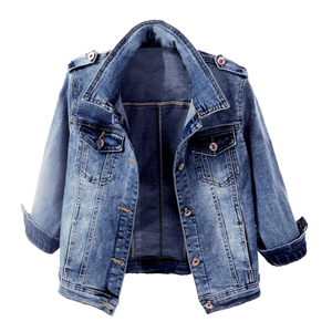 Veste en jean premium pour femme, style Y2K, chic, oversize, courte, vintage, légère, respirante, avec ceinture et boutons, tendance - Product Image 3