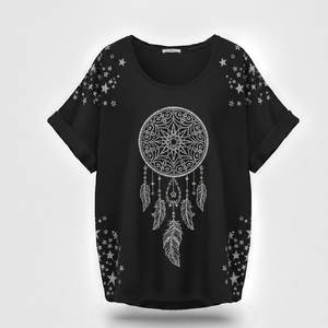 Camiseta Unisex de Vinilo Duradero con Diseño Gráfico Intrincado de Atrapasueños, Corte Moderno y Relajado, Ropa de Verano para Todos - Product Image 1