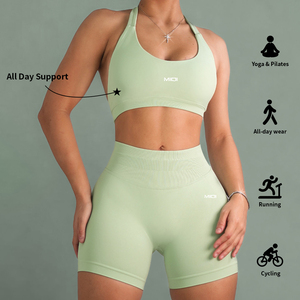 Conjuntos Deportivos para Mujer al por Mayor, de Marca Famosa, a la Moda, Sólidos/Estampados, Transpirables, para Yoga, Pilates, Elásticos, sin Costuras, Acanalados - Product Image 6