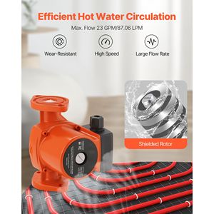 Pompa di Ricircolo Acqua Calda in Ghisa da 16 Piedi, 120V AC, 23GPM, con Connessione a Flangia da 1 Pollice - Product Image 4