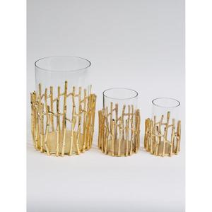 Supports de pilier de style bois de cerf bocaux de bougie en verre parfumé support lanterne présentoir de table bougeoirs en métal plaqué or par TCD - Product Image 1