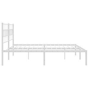 Cadre de lit en acier blanc thermolaqué, entièrement métallique, finition blanche élégante, lits en métal - Product Image 6
