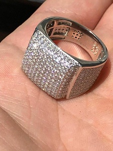Iced Out Moissanite Diamond <b>Pinky</b> <b>Ring</b> Men's Wedding Anniversary Gifts Him 925 Sterling <b>Silver</b> Gold Plated Hip Hop Style Jewelry - Product Image 4